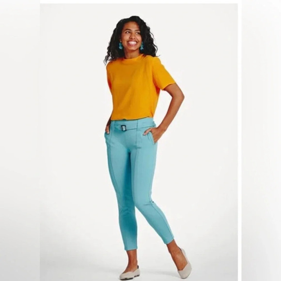 BetaBrand High Rise Lite Ponte Yoga Pants Teal Tartan Bluetiful Sz LP - Picture 2 of 7